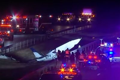 One dead after small plane crashes onto highway