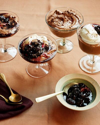 Thomasina Miers’ recipe for velvety chocolate mousse with boozy cherries