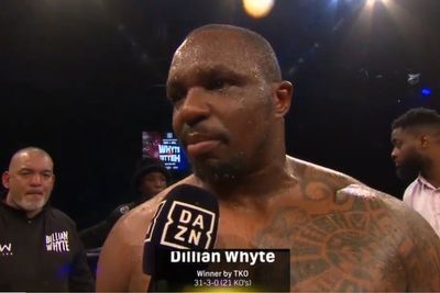 Dillian Whyte stops brave Ebenezer Tetteh in the seventh round on boxing return