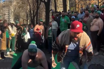 Jason Kelce lookalikes chug beer, smash phones, and go shirtless in latest viral contest