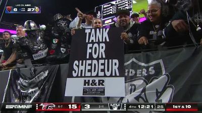 Raiders Fans Display Sign Encouraging Tanking for Shedeur Sanders During Loss to Falcons