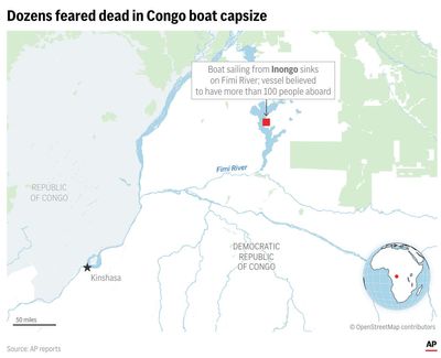 At least 25 are killed and dozens are missing after an overcrowded boat capsizes in Congo