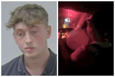 Shocking footage of teenage driver inhaling laughing gas before killing three friends in 100mph crash