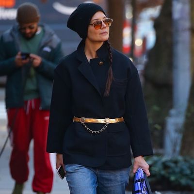 Katie Holmes Takes a 46th Birthday Stroll Topping Her Personal Style Greatest Hits With a Gold Statement Accessory