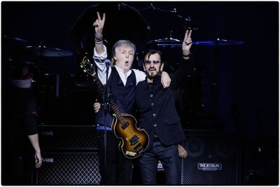 George Clooney, Martin Freeman, and Judy Dench attend Paul McCartney's final tour with Ringo Starr at O2 Arena