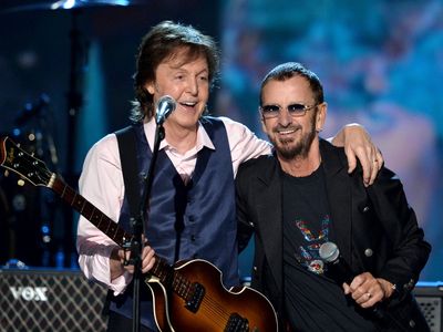 Paul McCartney and Ringo Starr get back together for two songs at star-studded London concert