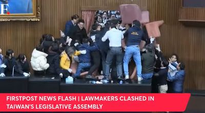 Debate Over Bill Turns Violent as Lawmakers Brawl and Barricade the Door to Prevent Vote on New Election Laws in Taiwan