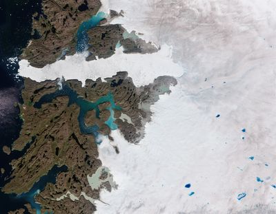 Incredible satellite images show Greenland’s massive ice sheet melting