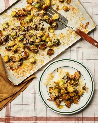 José Pizarro’s recipe for crisp roast brussels sprouts with a manchego crust