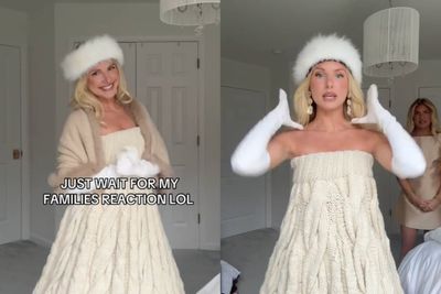 Influencer goes viral for wearing $9k dress to her family Thanksgiving. What will she wear for Christmas?