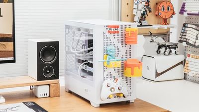 XPG's Dynamic BTF case offers a pegboard front panel — a holey design for a mix of convenient peripheral storage and fun