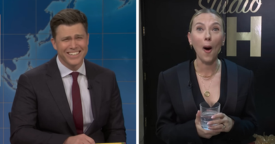 Colin Jost Reads “Cringey” Jokes About Wife Scarlett Johansson And Her Reactions Are “Priceless”