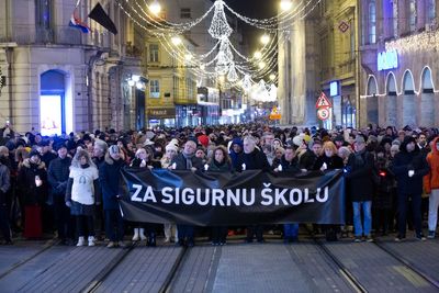 Hundreds march in Croatia for safer schools after a student is killed in a knife attack