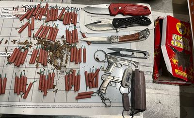 TSA officers shocked to find 82 fireworks and 3 knives in woman’s carry-on bag