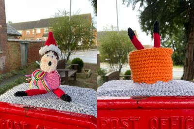 Crocheted ‘elf on shelf’ captured in sticky situations brings festive joy