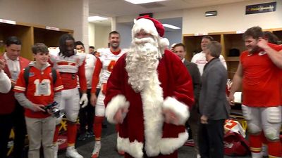 Andy Reid Dressed as Santa for Chiefs Postgame Locker Room Celebration