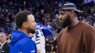 LeBron James Tries to Block Steph Curry Immediately After Taking Court for Warmups