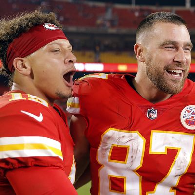 Patrick Mahomes Jokes He'd Like to Get Travis Kelce Acting Lessons for Christmas