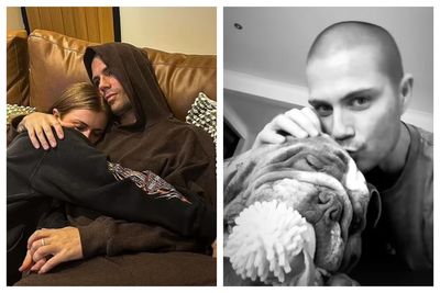 Max George reunites with beloved pitbull after being discharged from hospital following heart surgery