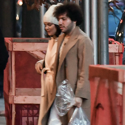 Selena Gomez Coordinates With Fiancé Benny Blanco in a Neutral Coat and Ugg Boots on Christmas