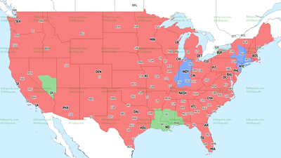 TV broadcast coverage map for Raiders vs. Saints Week 17