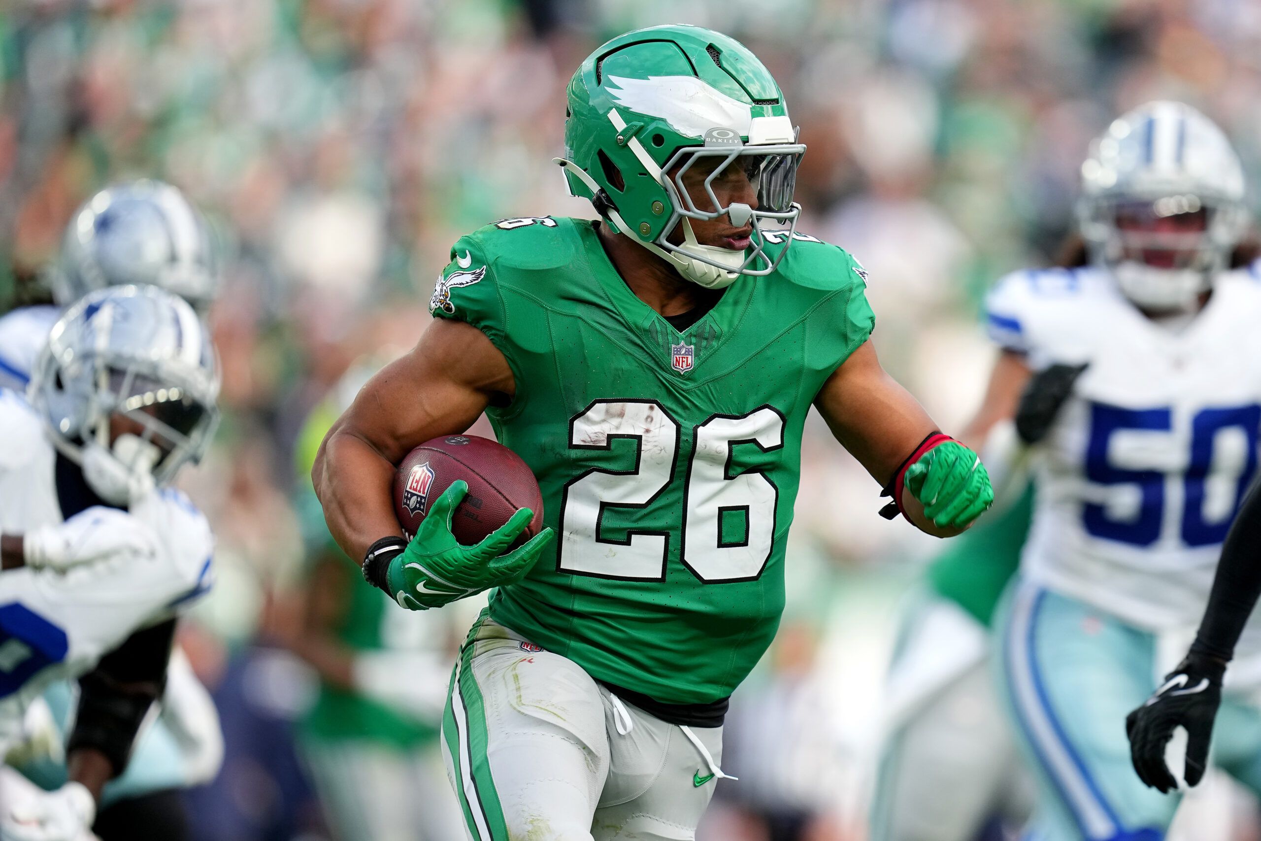 How many yards away is Saquon Barkley from Eric…