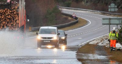 Heavy flooding on major Scottish road amid weather warnings