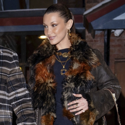 Bella Hadid Looks Like the First Lady of Rodeo, In a Fluffy Penny Lane Coat and Patchwork Boots