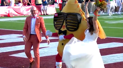 A giant Cheez-It officiated a wedding at the Citrus Bowl because we are a post-shame society