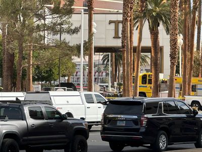 A vehicle catches fire and explodes outside the lobby of Trump's hotel in Las Vegas