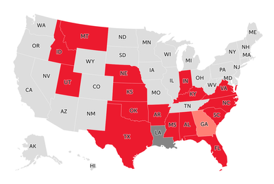 Porn ban mapped: Pornhub now blocks visitors in a third of US states