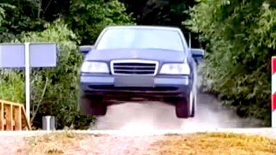 Watch This Poor Old Mercedes Get Driven Like a Gymkhana Car