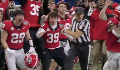 College football fans had jokes after Georgia’s Parker Jones got a sideline penalty for colliding with a ref