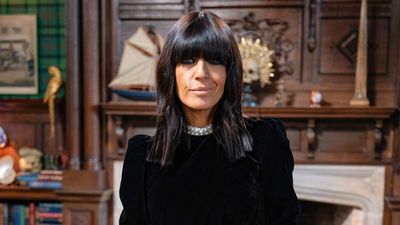 Claudia Winkleman's black jumpsuit and penny loafers is the way to wear velvet beyond Christmas