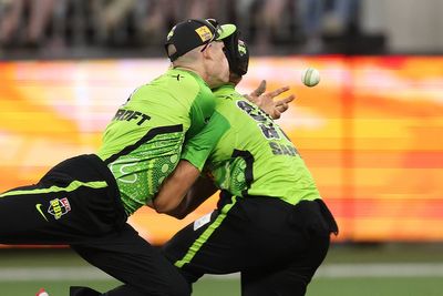 Daniel Sams stretchered off after horrific collision with Cameron Bancroft in Big Bash League