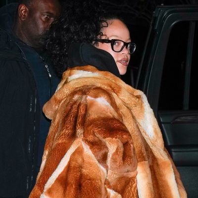 Rihanna Elevates Her Down-to-Earth Reading Glasses With a Fur Coat and Bottega Bag