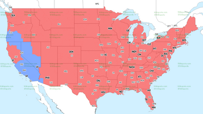 TV broadcast coverage map for Raiders vs. Chargers Week 18