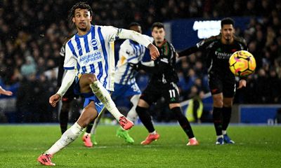 João Pedro’s penalty for Brighton hurts Arsenal after Saliba heads into trouble