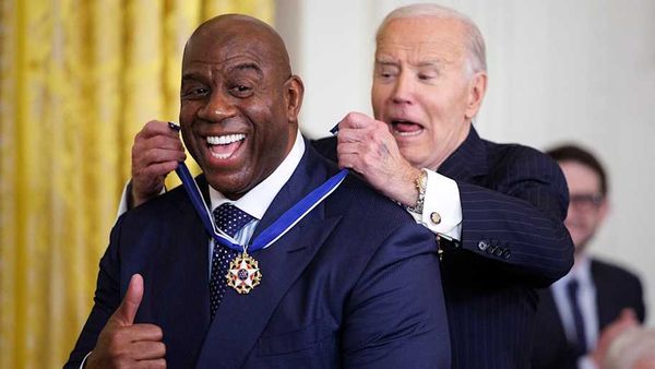 Magic Johnson Reacts to Receiving Presidential Medal of Freedom Award