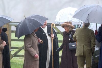 King and Queen brave wintry weather to attend church in Sandringham