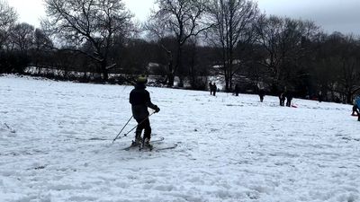 Watch: Skier takes to Northampton hill as snow hits parts of the UK