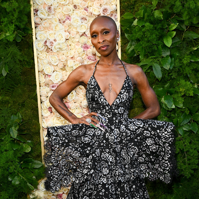 Cynthia Erivo’s 2025 Golden Globes Red Carpet Gown Sparkles With Hundreds of Silver Flower Crystals