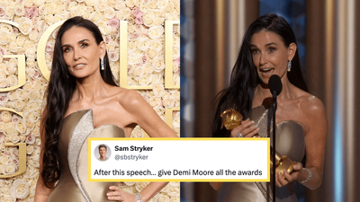 Demi Moore’s Powerful Golden Globes Acceptance Speech Has Folks In A Puddle Of Tears