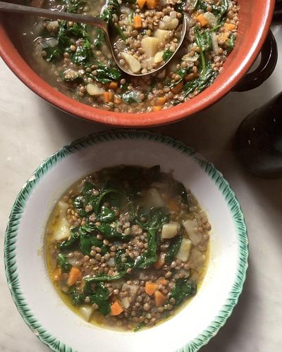 Rachel Roddy’s recipe for lentil and spinach soup