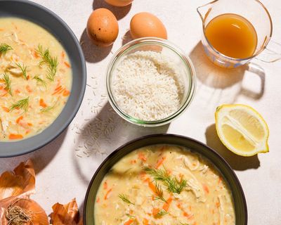 A mixture of egg and lemon gives this Greek chicken soup a velvety textureA