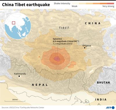 Quake In China's Tibet Kills 32 With Tremors Felt In Nepal, India