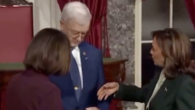 MAGAworld tries to defend Nebraska senator’s husband after he refuses to shake hands with Harris: ‘He had a cane!’