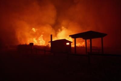 Structure On Fire In Pacific Palisades Neighborhood, Flames Visible