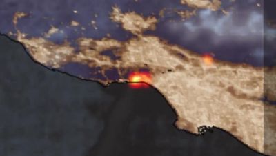 Satellite footage captures Pacific Palisades wildfires raging across LA hillside