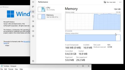 Forget Microsoft's stringent 4GB Windows 11 requirement — A daring developer runs the OS on just 184MB of RAM, "possibly a record," but its usability remains anyone's guess